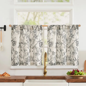 
                    
                      Ink Floral & Dragonfly Kitchen Curtains - Jinchan Home
                    
                  