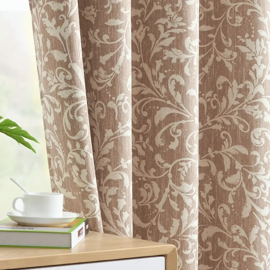 Vintage Scrollwork Damask Curtains - Jinchan Home