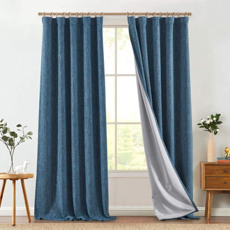 
                    
                      Textured Linen-Blend Solid Lined 3-in-1 Curtains - Jinchan Home
                    
                  