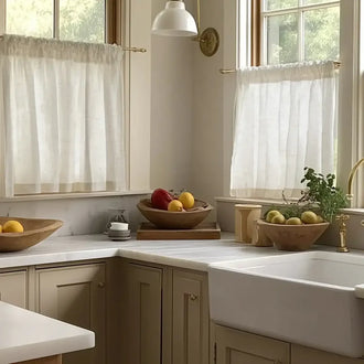
                    
                      Light Solid Lined Kitchen Curtains - Jinchan Home
                    
                  