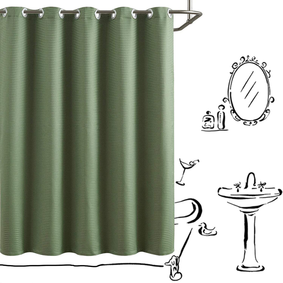 Waffle Weave Hookless Shower Curtain - Jinchan Home