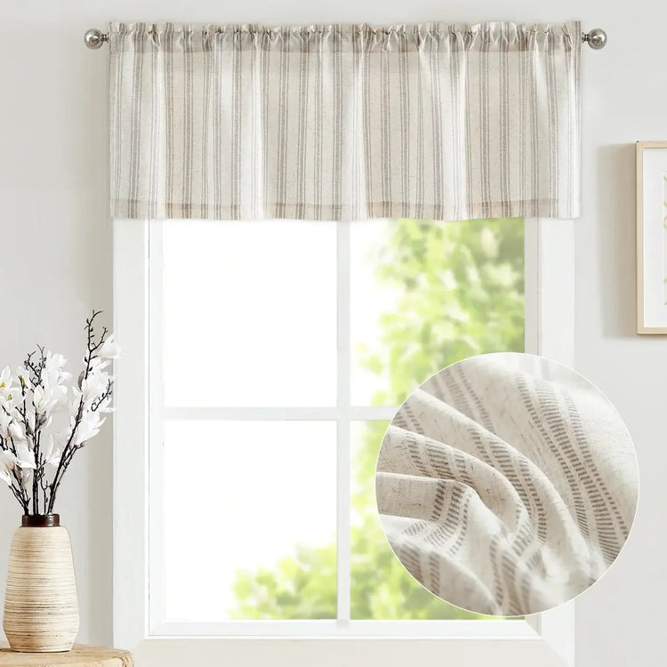 Twill Stripe Poly-Linen Rod-Pocket Valance - Jinchan Home