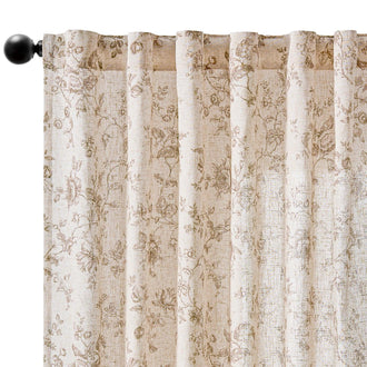 Amelie Floral Linen Blend Curtains - Jinchan Home