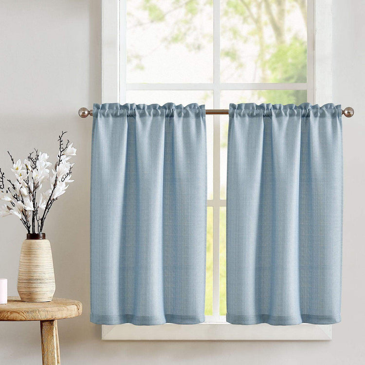 Solid Textured Network Polyester Kitchen Curtains - Jinchan Home