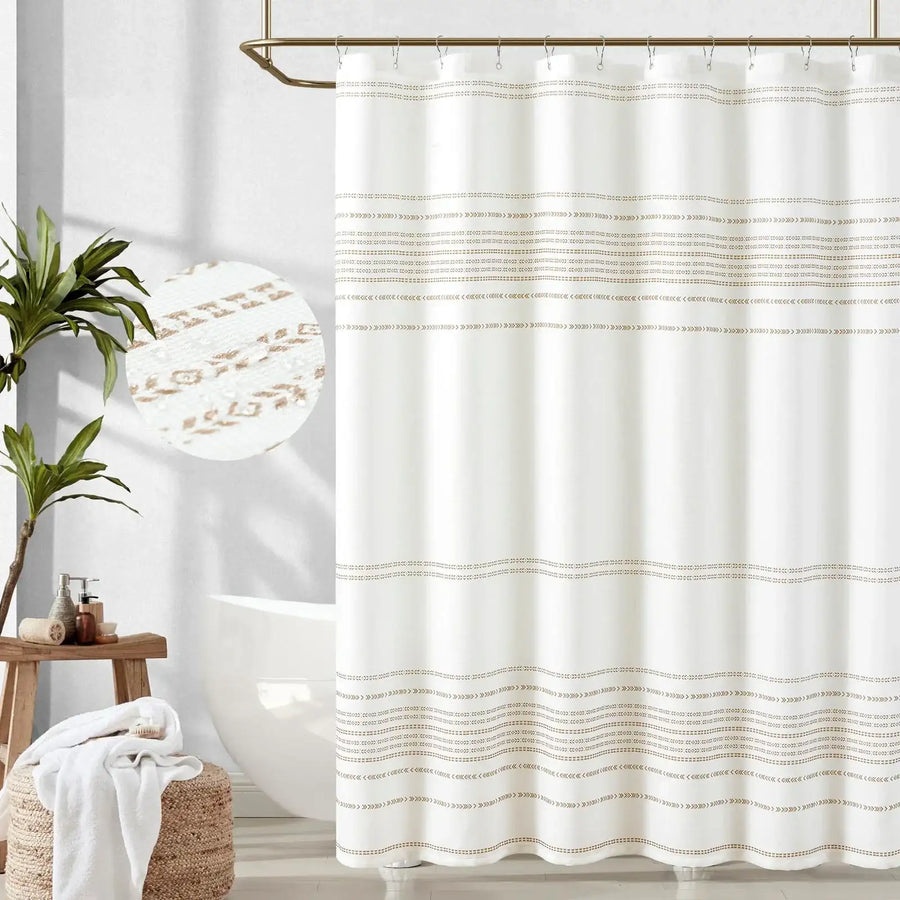 Boho Geometric Striped Shower Curtain - Jinchan Home