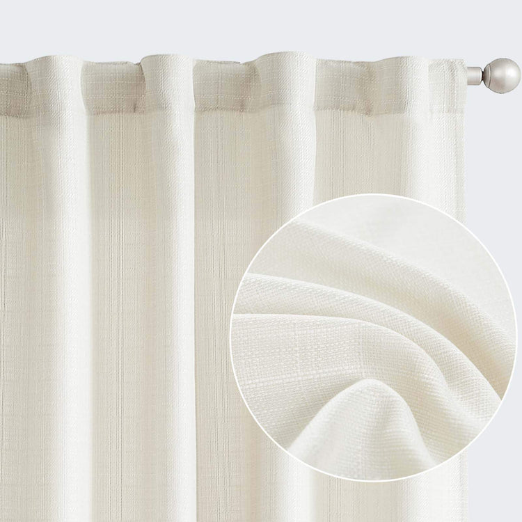 Solid Faux Linen Polyester 3-in-1 Curtains - Jinchan Home