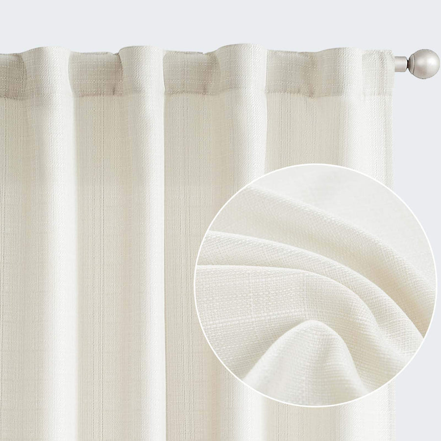 Solid Faux Linen Polyester 3-in-1 Curtains - Jinchan Home