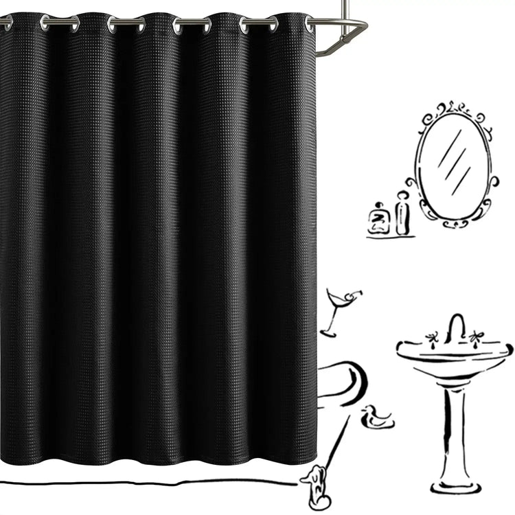 Waffle Weave Hookless Shower Curtain - Jinchan Home