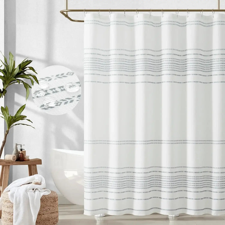 Boho Geometric Striped Shower Curtain - Jinchan Home