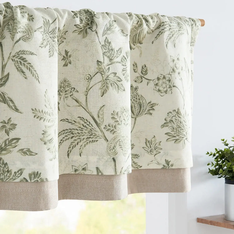 Vintage Botanical Floral Print Double-Layer Valance - Jinchan Home