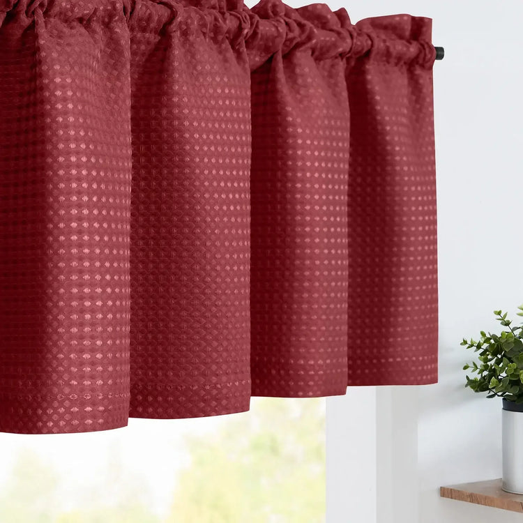 Solid Waffle Weave Rod-Pocket Valance - Jinchan Home