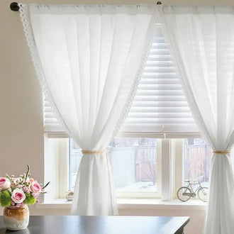 
                    
                      Scalloped Lace Linen-Blend Sheer Curtains - Jinchan Home
                    
                  