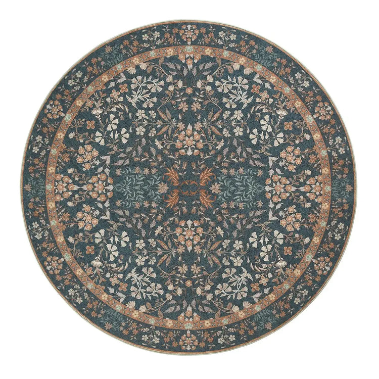 Hand-Painted Vintage Foliage & Floral Area Rug - Jinchan Home