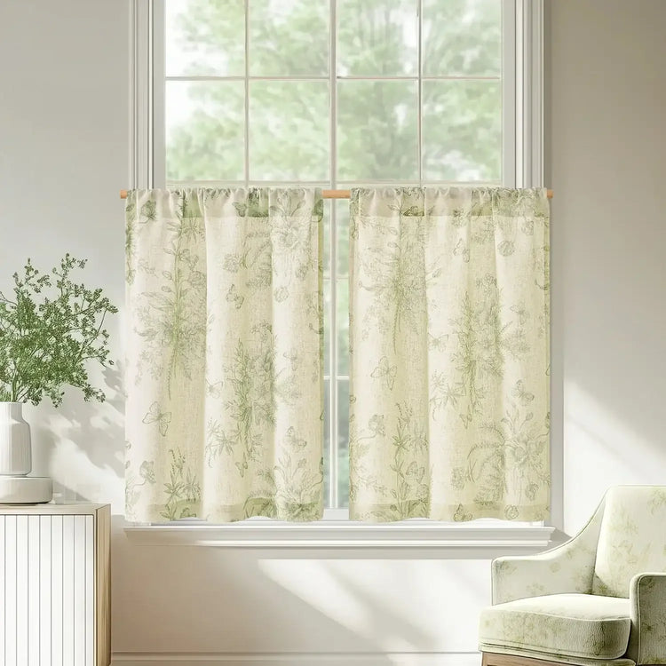 Butterfly Romance Rod Pocket Kitchen Curtains - Jinchan Home