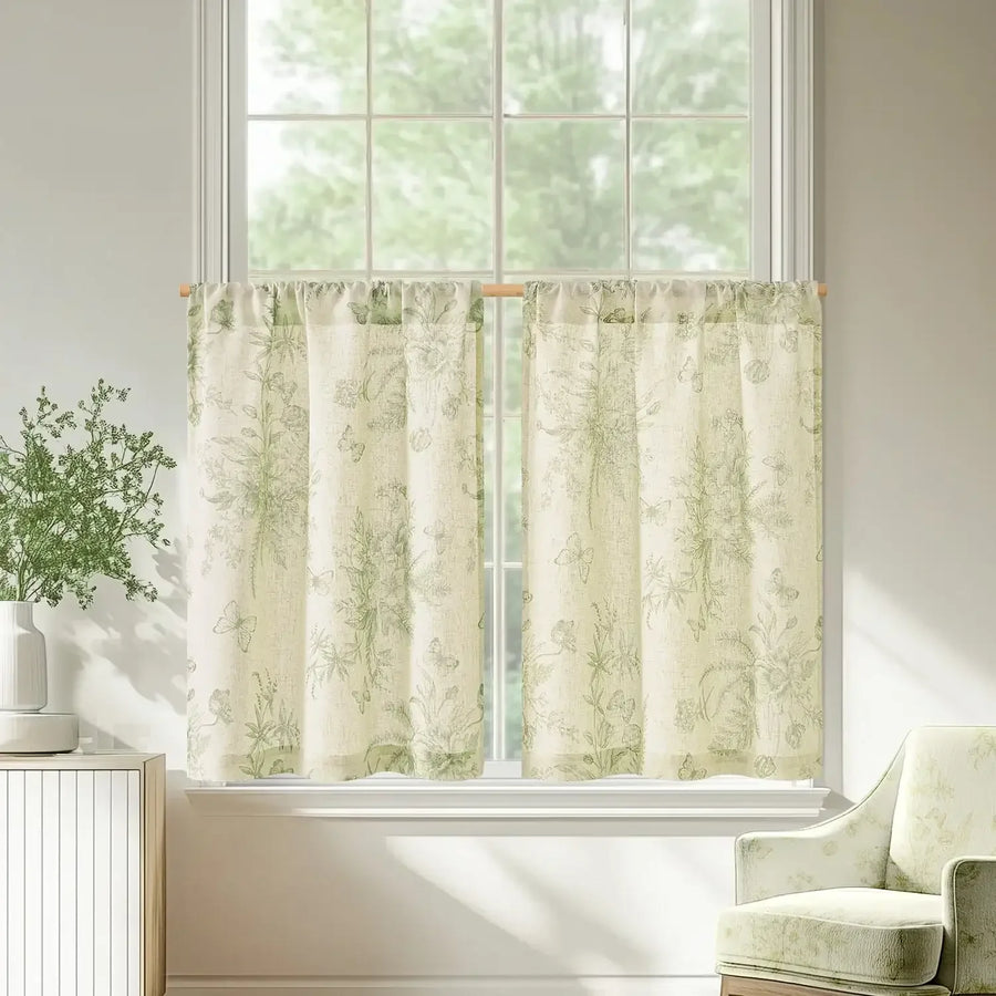 Butterfly Romance Rod Pocket Kitchen Curtains - Jinchan Home