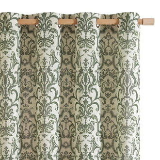Baroque Damask Linen-Blend Grommet Curtains - Jinchan Home