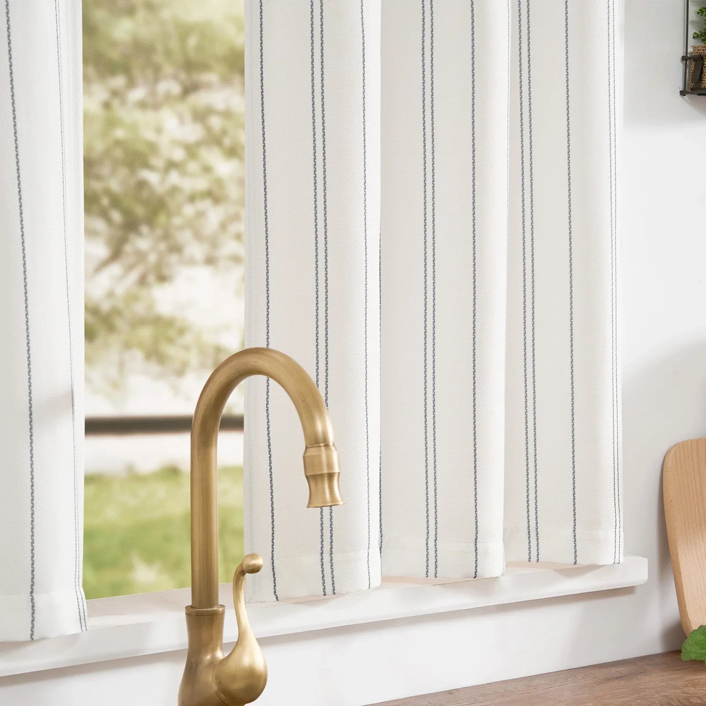 Chevron Vertical Stripe Kitchen Curtain - Jinchan Home