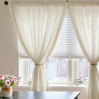 
                    
                      Scalloped Lace Linen-Blend Sheer Curtains - Jinchan Home
                    
                  