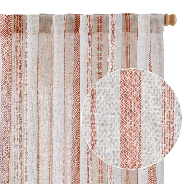 Cross Ripple Print Linen Blend 3-in-1 Curtains - Jinchan Home