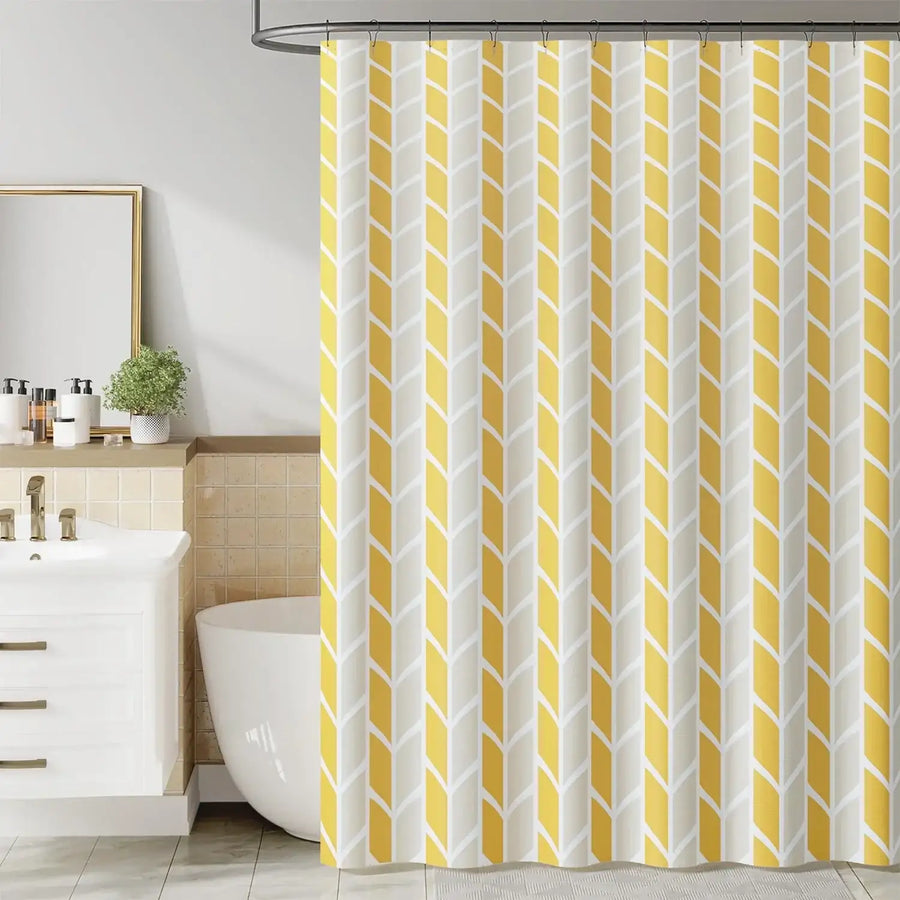 Two-Tone Herringbone Geometric Shower Curtain - Jinchan Home