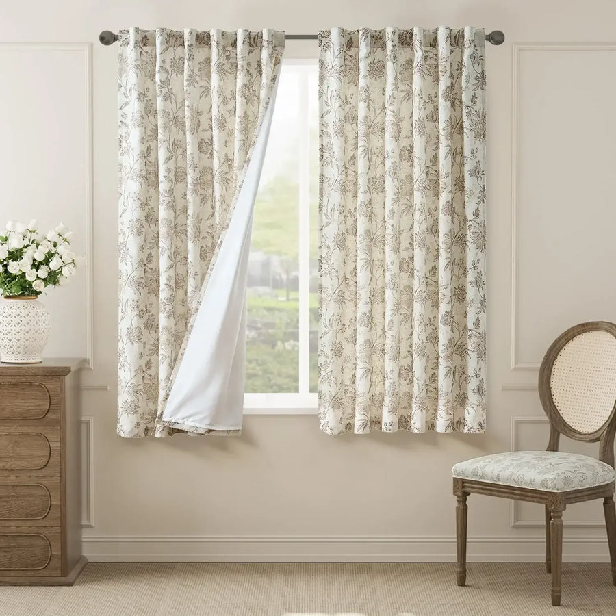 Vintage Botanical Vine Linen Curtains - Jinchan Home