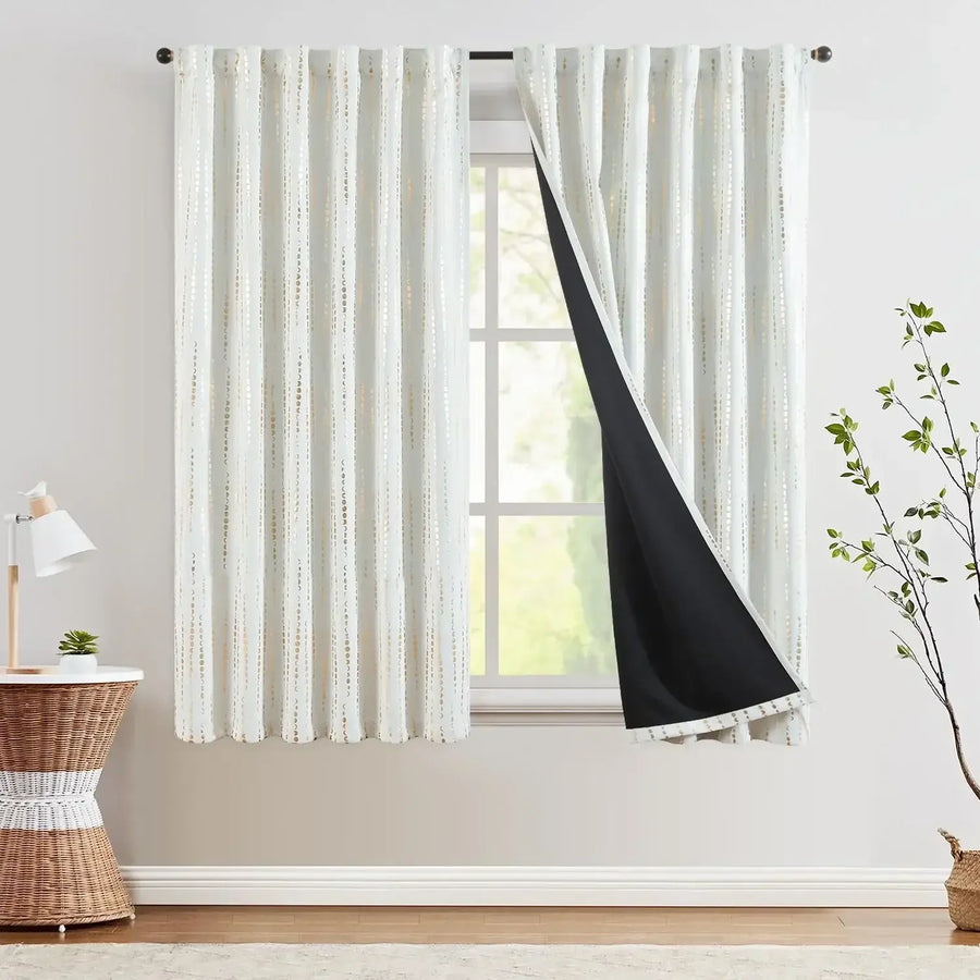 Boho Moon Phase Print Blackout Curtains - Jinchan Home
