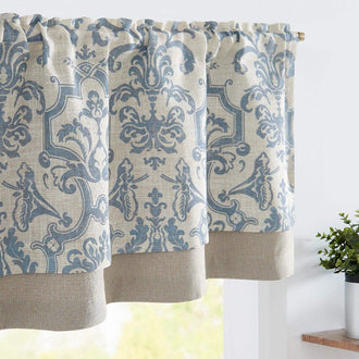 Linen Damask Medallion Valance - Jinchan Home
