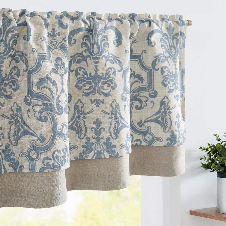 Linen Damask Medallion Valance - Jinchan Home