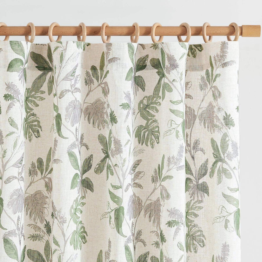 Tropical Leaf Print Botanical 3-in-1 Curtains - Jinchan Home