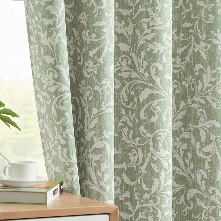 Vintage Scrollwork Damask Curtains - Jinchan Home