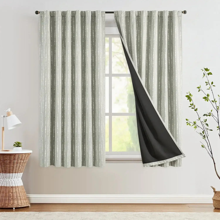 Boho Moon Phase Print Blackout Curtains - Jinchan Home