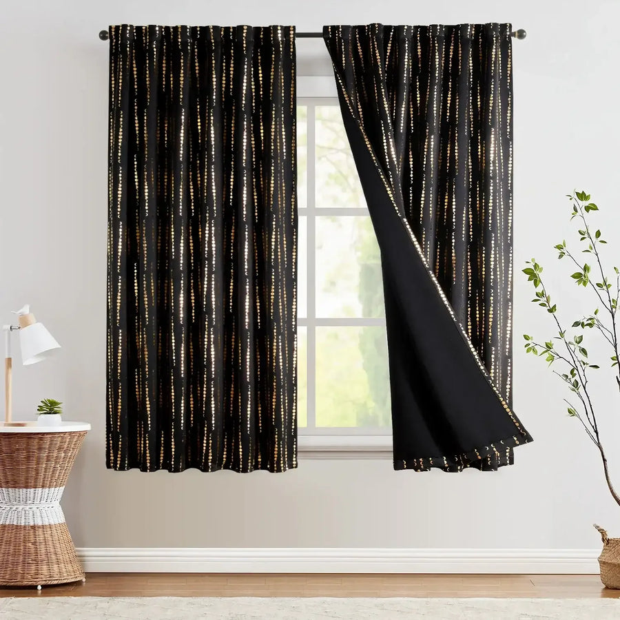 Boho Moon Phase Print Blackout Curtains - Jinchan Home