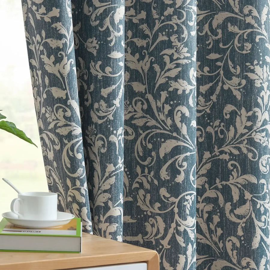 Vintage Scrollwork Damask Curtains - Jinchan Home
