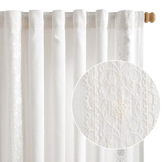 Lined Antique Ornate Vine Bloom Embroidery Curtains - Jinchan Home