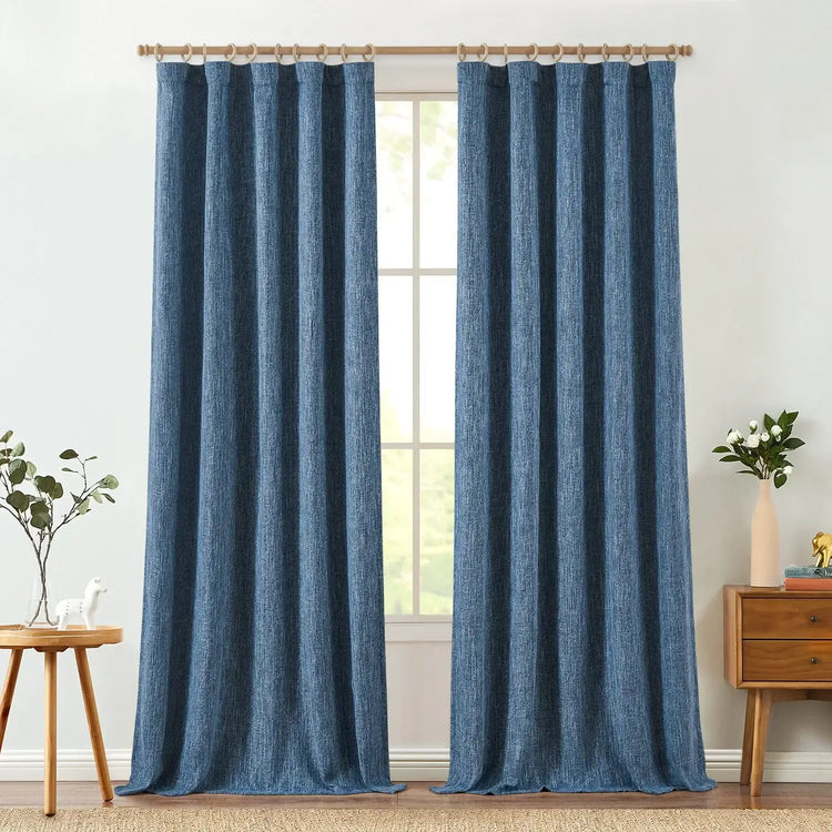 Solid Faux Linen 3-in-1 Curtains - Jinchan Home