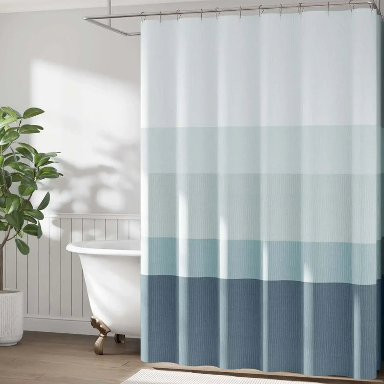 Gradient Striped Textured Shower Curtain - Jinchan Home