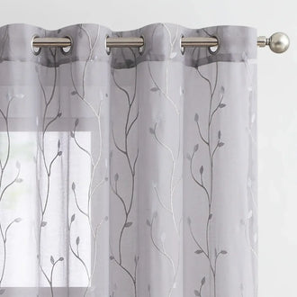 
                    
                      Leaf Embroidered Sheer Curtains - Jinchan Home
                    
                  
