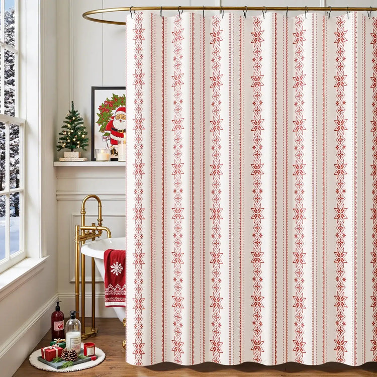 Christmas Snowflake Fair Isle Shower Curtain - Jinchan Home