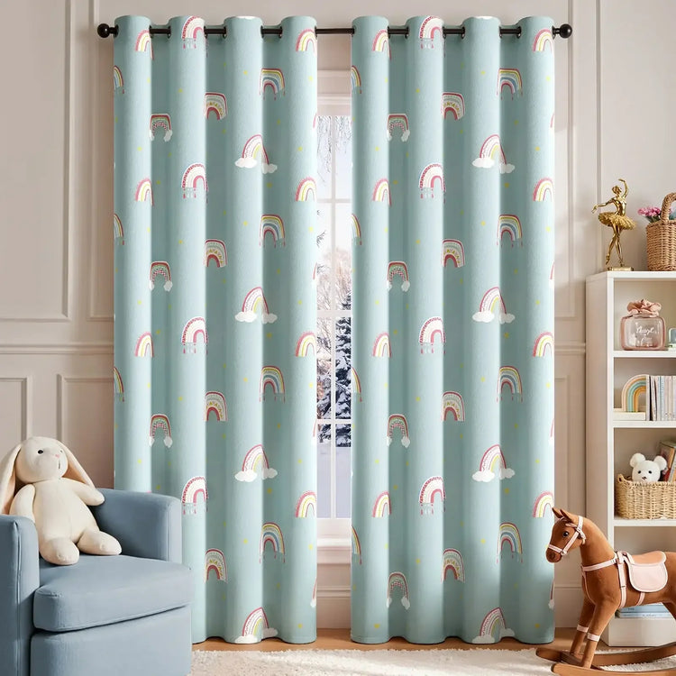 Kids Rainbow Print Blackout Curtains - Jinchan Home