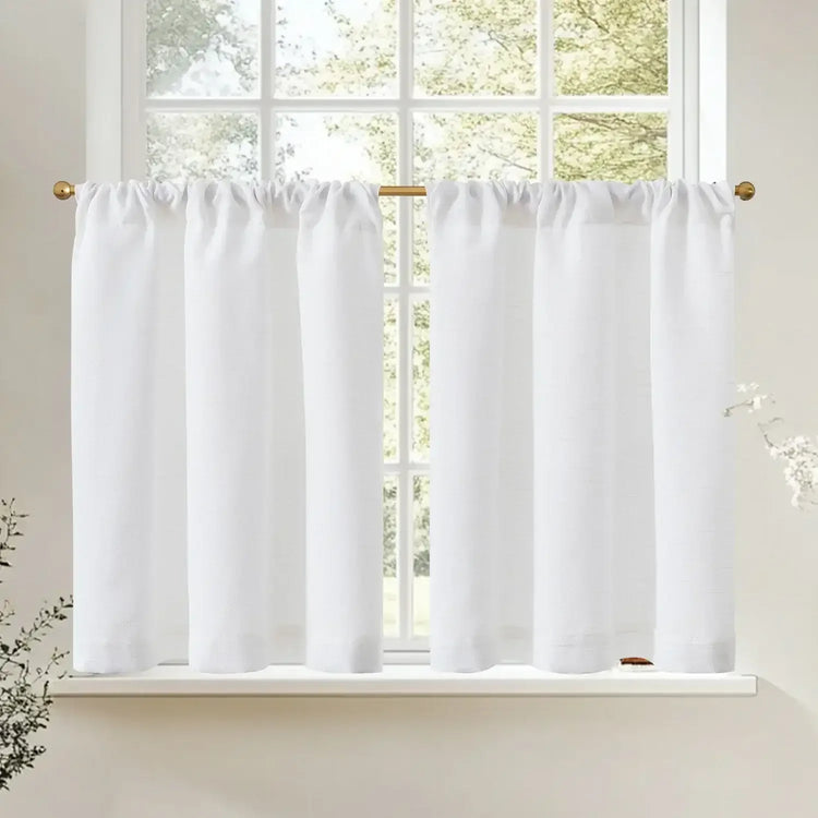 Light Solid Lined Kitchen Curtains - Jinchan Home