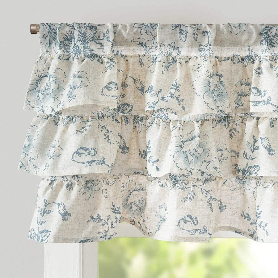 Peony Print Linen-Blend Waterfall Valance - Jinchan Home