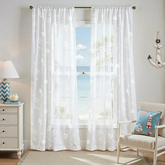 
                    
                      Nautical Sheer Seahorse and Shell Curtains - Jinchan Home
                    
                  