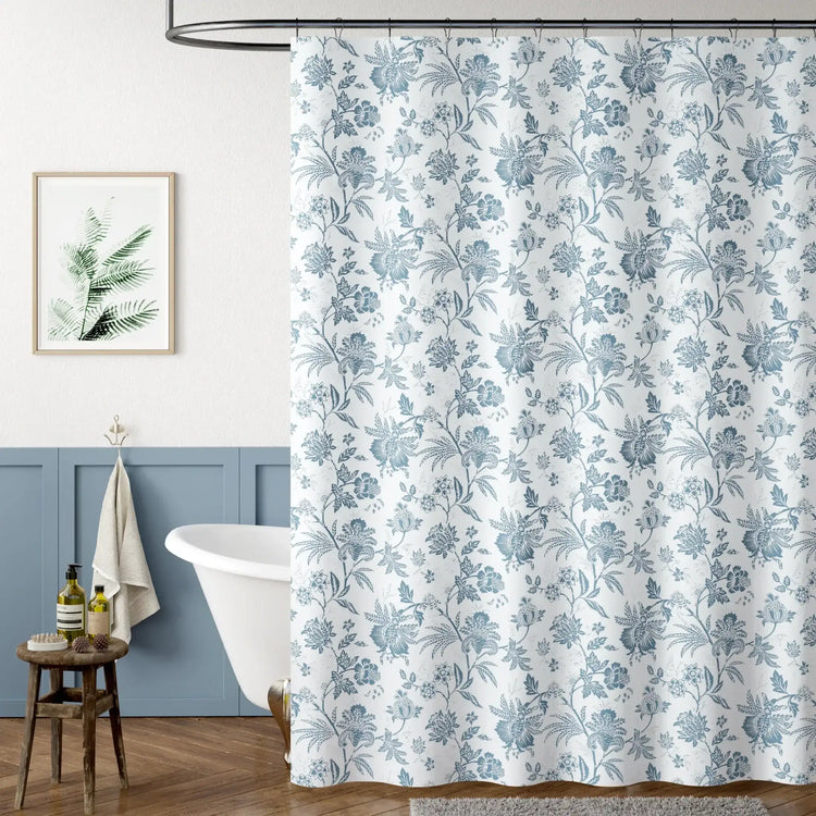 Hand-Drawn Floral Shower Curtain - Jinchan Home