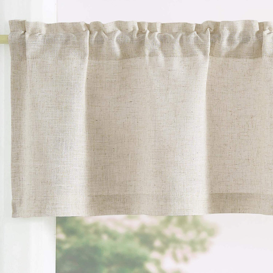 Solid Poly-Linen Cross-Weave Rod Pocket Valance - Jinchan Home