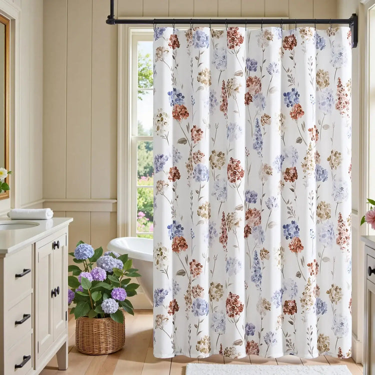 Vintage Hydrangea Floral Shower Curtain - Jinchan Home