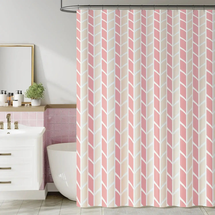 Two-Tone Herringbone Geometric Shower Curtain - Jinchan Home