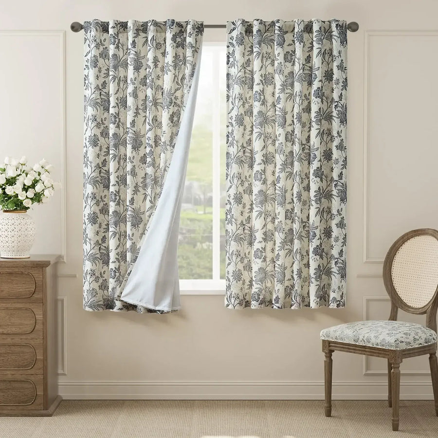 Vintage Botanical Vine Linen Curtains - Jinchan Home