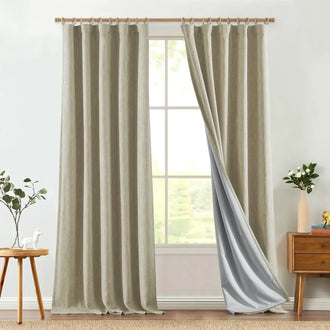 
                    
                      Textured Linen-Blend Solid Lined 3-in-1 Curtains - Jinchan Home
                    
                  