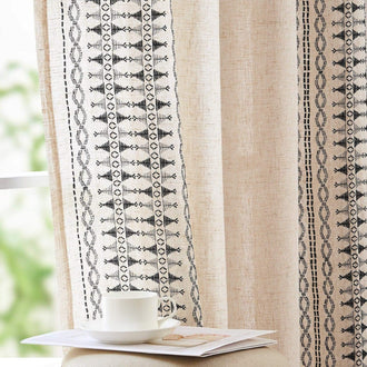 
                    
                      Boho Geometric Fish Leaf Embroidered Curtains - Jinchan Home
                    
                  