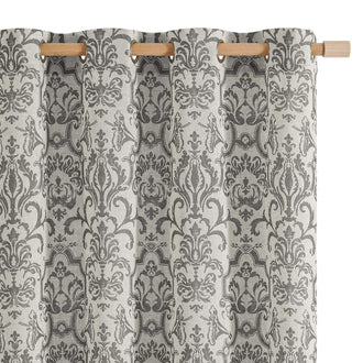 Baroque Damask Linen-Blend Grommet Curtains - Jinchan Home
